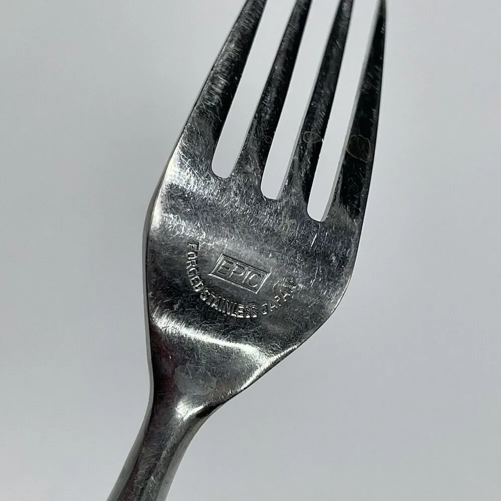 (1) Vintage Epic Forged Stainless Steel‎ Japan Flatware LONG FORK Canoe